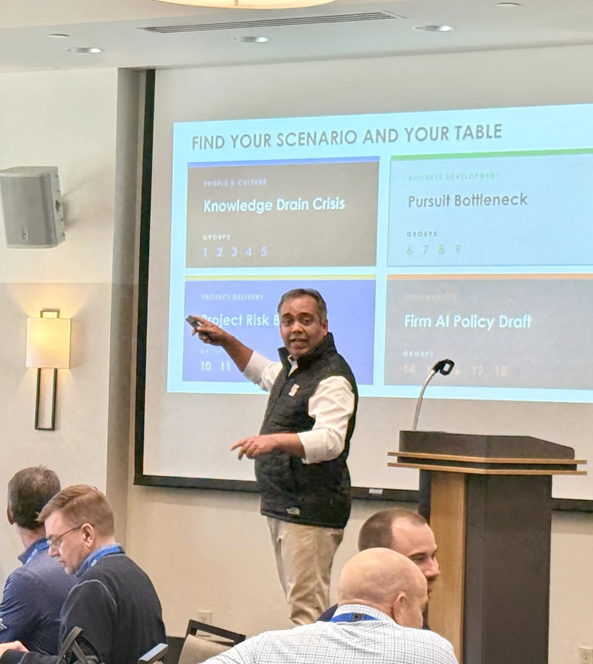 Jigar Desai leading the Stop Studying AI workshop at the ACEC Washington Spring Conference
