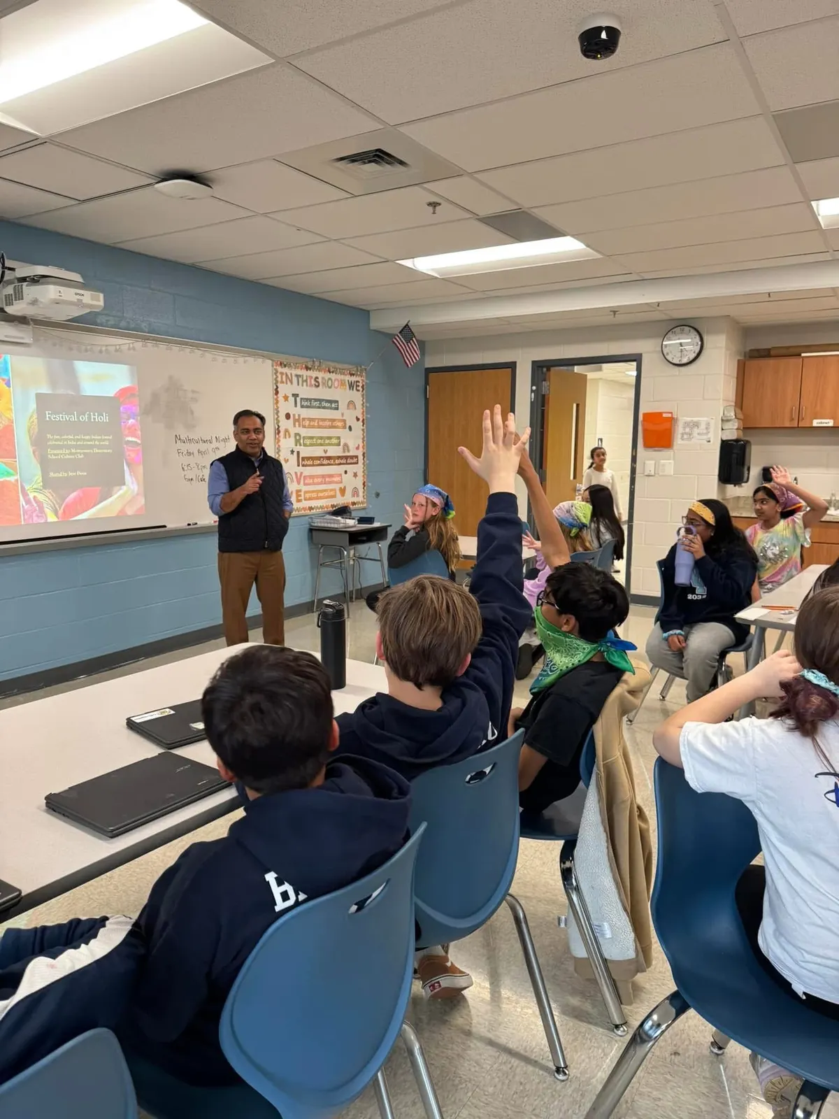 Jigar Desai teaching fifth and sixth graders in classroom