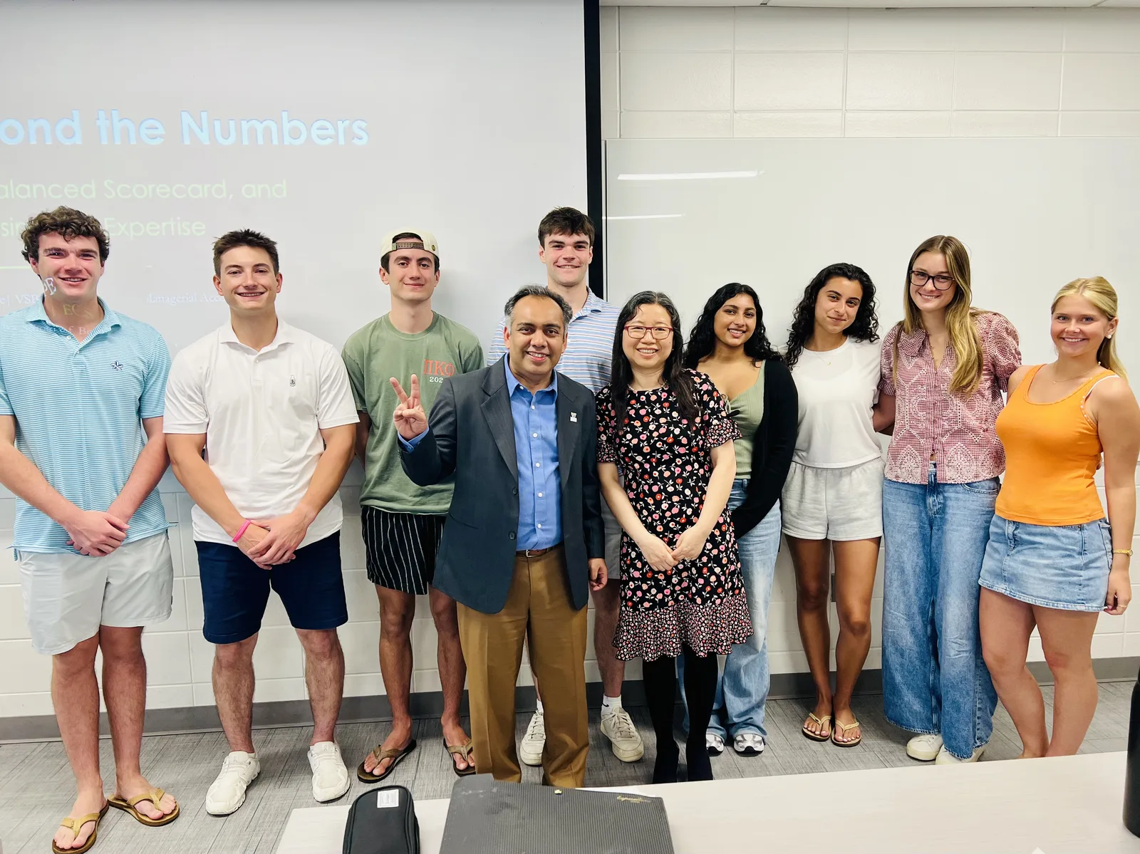 Jigar Desai with Villanova University School of Business students after Beyond the Numbers guest lecture